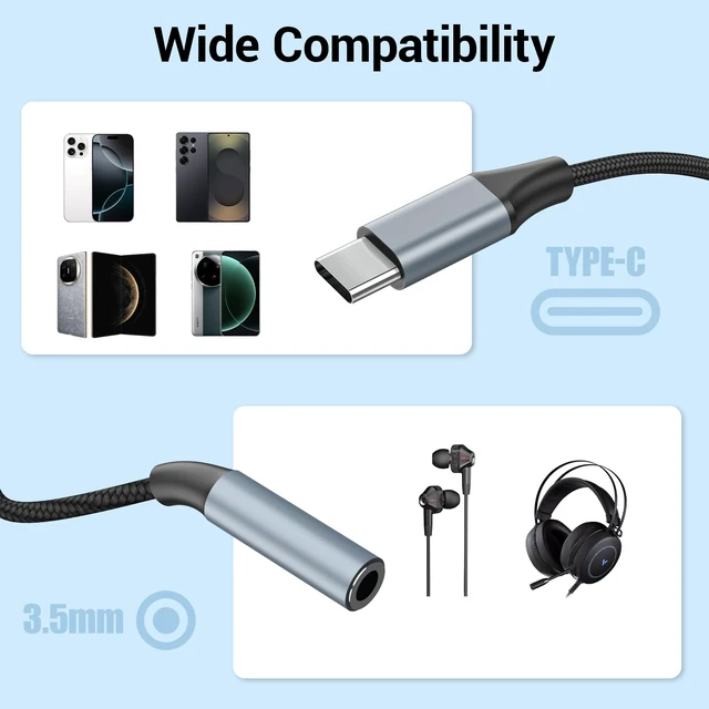 Alt view image 6 of 6 - 2pcs USB C to 3.5mm Female Headphone Jack Adapter