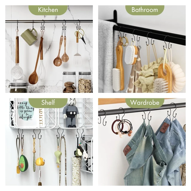 Alt view image 7 of 7 - AmazerBath Shower Curtain Hooks Black Shower Curtain Rings, Simple Double Hook Shower Curtain Hooks Rust Proof, Smooth Sturdy Metal Shower Hooks for Shower Curtain Rod, 12 Pcs Shower Rod Hooks