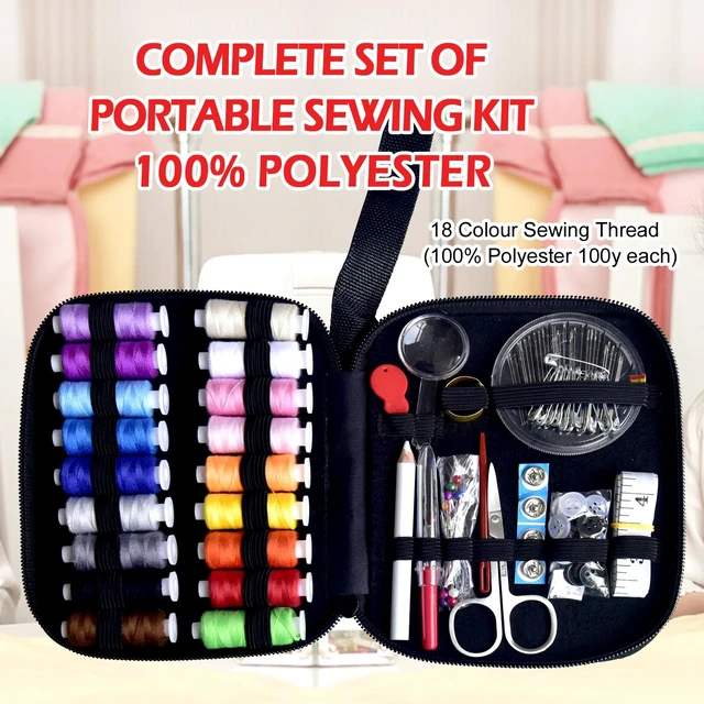 Alt view image 5 of 7 - Sewing Kit with Case Portable Sewing Supplies for Home Traveler, Adults, Beginner, Emergency, Contains 18 Sewing Thread, Scissors, Needles, Measure etc