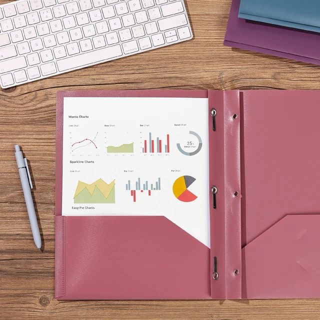 Alt view image 5 of 7 - Mr. Pen- Plastic Folders with Pockets and Prong, 5 Pack, Assorted Colors
