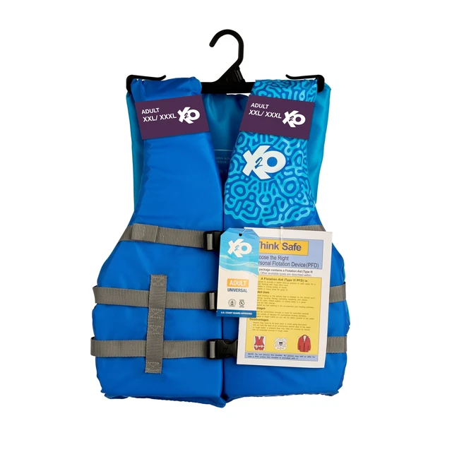 Alt view image 3 of 5 - X2O Universal Adult 2X/3X Life Vest and Jacket, (50" - 60" Chest), Blue Ocean Coral, Unisex