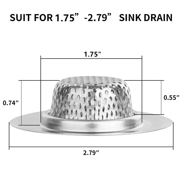 Alt view image 2 of 7 - Ohtomber 2PCS 2.79" Stainless Steel Bathtub Drain Strainer Hair Catcher