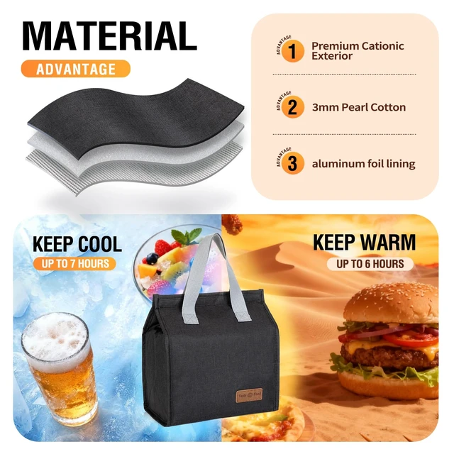 Alt view image 3 of 6 - Smile Rainbow Lunch Bag, Insulated Lunch Bag for Women Men Leakproof Cooler Tote Bag Reusable Lunch Box for Office,Work,Picnic, Hiking or Beach (1, Black)