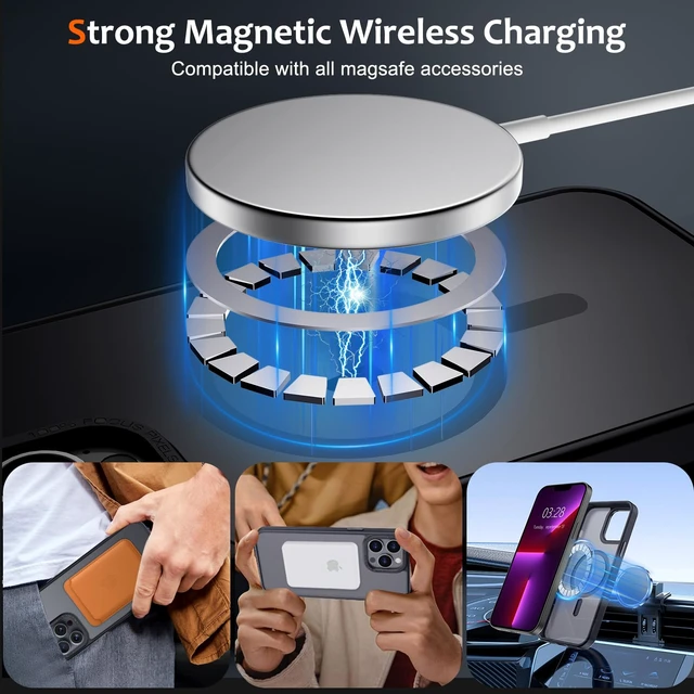 Alt view image 2 of 6 - Anuck Case for iPhone 13 Pro Max Case Magnetic Phone Case Compatible with MagSafe, Soft TPU Bumper Hard Translucent Matte Back Slim Fit Shockproof Protective Cover for Men Women Girls - Black