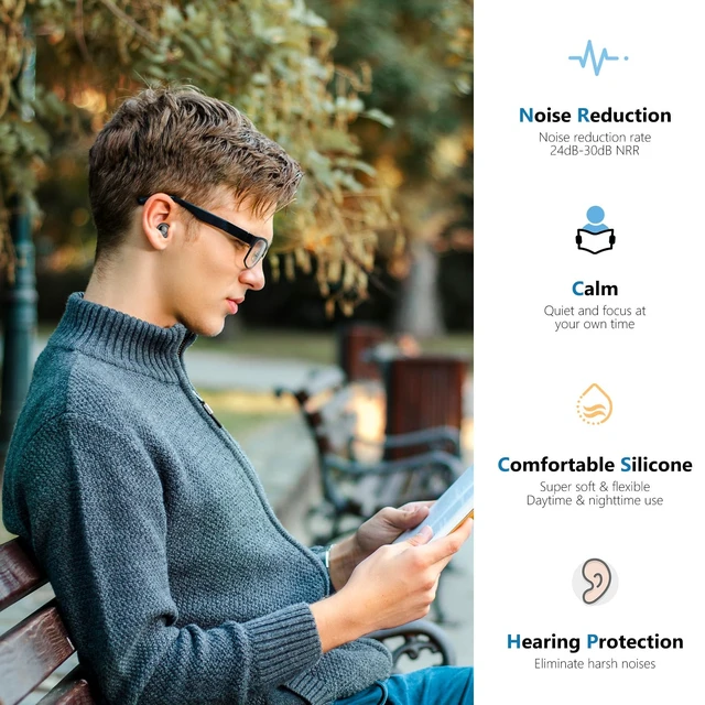 Alt view image 2 of 7 - Ear Plugs for Sleeping Noise Cancelling 30dB Reusable Silicone Earplugs with 8 Ear Tips & Case, Ideal Sleep Ear Plugs, Soft & Cozy Hearing Protection for Sleep, Concerts, Work, Travel & Focus