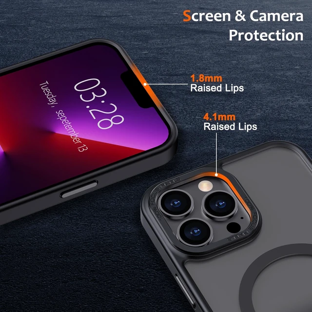 Alt view image 3 of 6 - Anuck Case for iPhone 13 Pro Max Case Magnetic Phone Case Compatible with MagSafe, Soft TPU Bumper Hard Translucent Matte Back Slim Fit Shockproof Protective Cover for Men Women Girls - Black