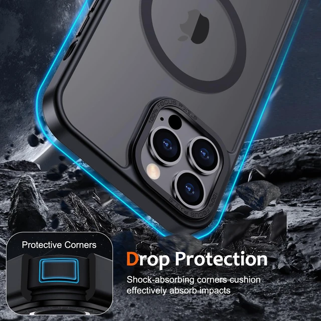 Alt view image 4 of 6 - Anuck Case for iPhone 13 Pro Max Case Magnetic Phone Case Compatible with MagSafe, Soft TPU Bumper Hard Translucent Matte Back Slim Fit Shockproof Protective Cover for Men Women Girls - Black