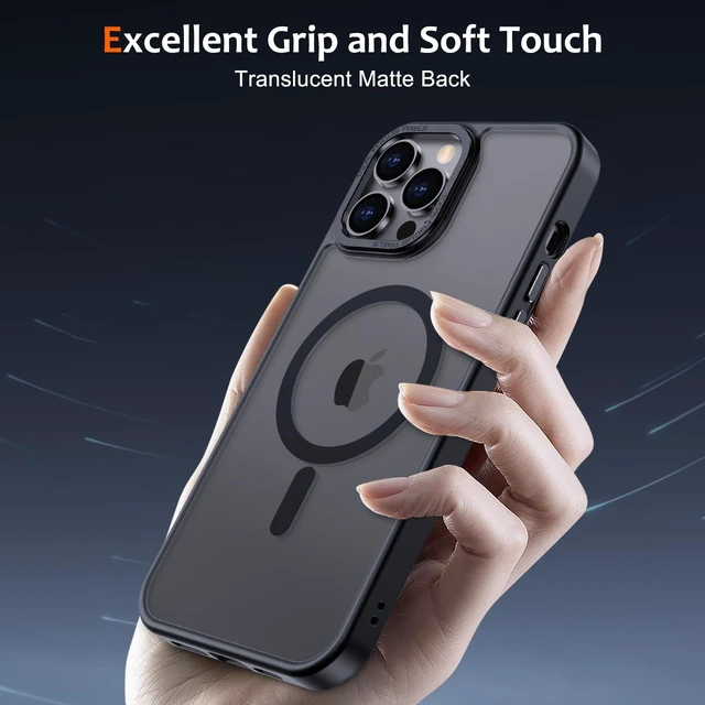 Alt view image 5 of 6 - Anuck Case for iPhone 13 Pro Max Case Magnetic Phone Case Compatible with MagSafe, Soft TPU Bumper Hard Translucent Matte Back Slim Fit Shockproof Protective Cover for Men Women Girls - Black