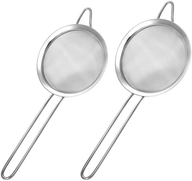 Main image of 2 Pack Fine Mesh Strainer, Small Stainless Steel Sieves with Handles, for Steeping Loose Leaf Tea, Straining Cocktail, Juice and Sifting Flour, Powdered Sugar (2pcs)