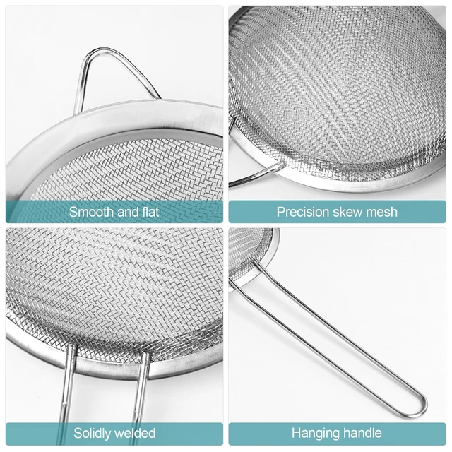 Alt view image 3 of 6 - 2 Pack Fine Mesh Strainer, Small Stainless Steel Sieves with Handles, for Steeping Loose Leaf Tea, Straining Cocktail, Juice and Sifting Flour, Powdered Sugar (2pcs)