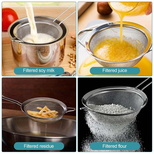 Alt view image 4 of 6 - 2 Pack Fine Mesh Strainer, Small Stainless Steel Sieves with Handles, for Steeping Loose Leaf Tea, Straining Cocktail, Juice and Sifting Flour, Powdered Sugar (2pcs)