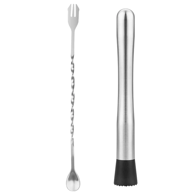Main image of tifanso 2PCS 10" Stainless Steel Cocktail Muddler & Mixing Spoon for Bar