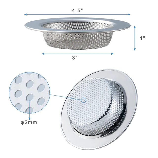 Alt view image 4 of 7 - 2 Pcs Sink Strainer Double-Layer Safe Design for Kitchen Sink Drain Basket