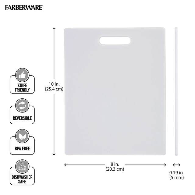 Alt view image 3 of 5 - FARBERWARE Reversible Plastic Cutting Board, 8x10 Inch, White, Dishwasher Safe, Non-Porous and Durable for Chopping, Slicing, Prep, Easy to Store