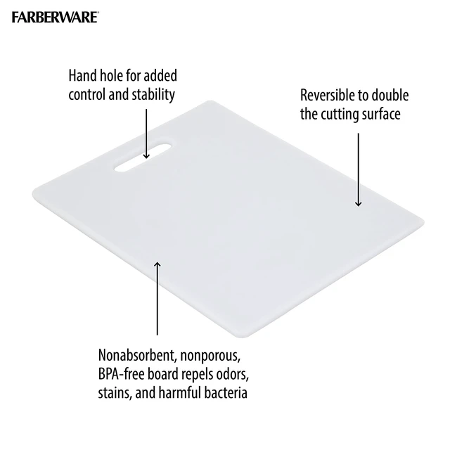 Alt view image 4 of 5 - FARBERWARE Reversible Plastic Cutting Board, 8x10 Inch, White, Dishwasher Safe, Non-Porous and Durable for Chopping, Slicing, Prep, Easy to Store