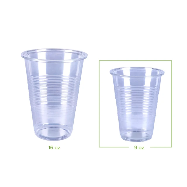 Alt view image 3 of 7 - Amazon Basics Small Disposable Clear Plastic Cups, 9oz, 100 Count