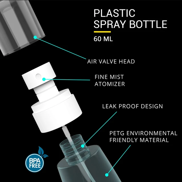 Alt view image 3 of 7 - RELANOR 2 Pack Small Travel Spray Bottle Mini Size Mist Bottles 2oz/60ml