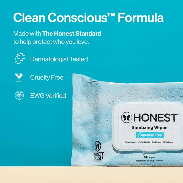 Alt view image 7 of 7 - The Honest Company Sanitizing Wipes, Fragrance-Free, Antibacterial, 50ct