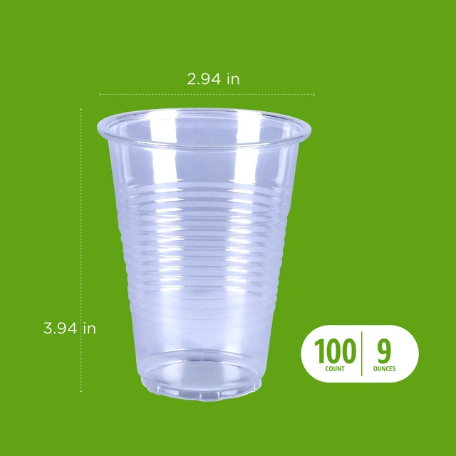 Alt view image 4 of 7 - Amazon Basics Small Disposable Clear Plastic Cups, 9oz, 100 Count