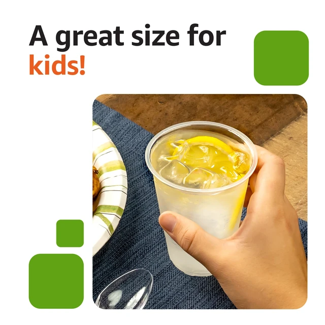 Alt view image 7 of 7 - Amazon Basics Small Disposable Clear Plastic Cups, 9oz, 100 Count