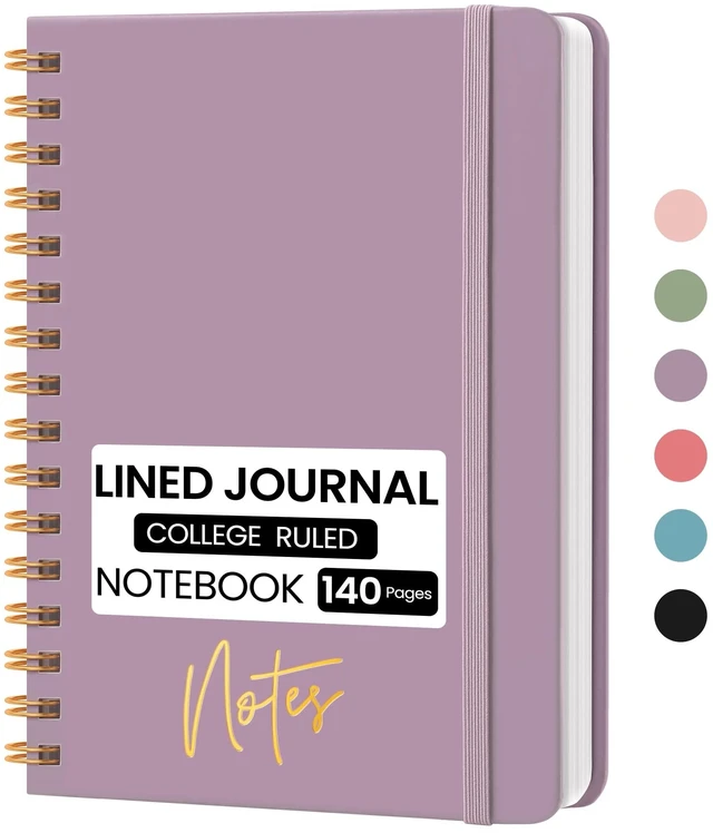 Main image of Lined Spiral Journal Notebook, A5 College Ruled Notebook for Note-Taking