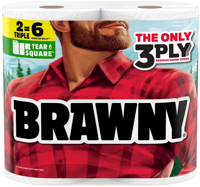Main image of Brawny Tear-A-Square 3-Ply Paper Towels, 2 Triple Rolls = 6 Regular Rolls