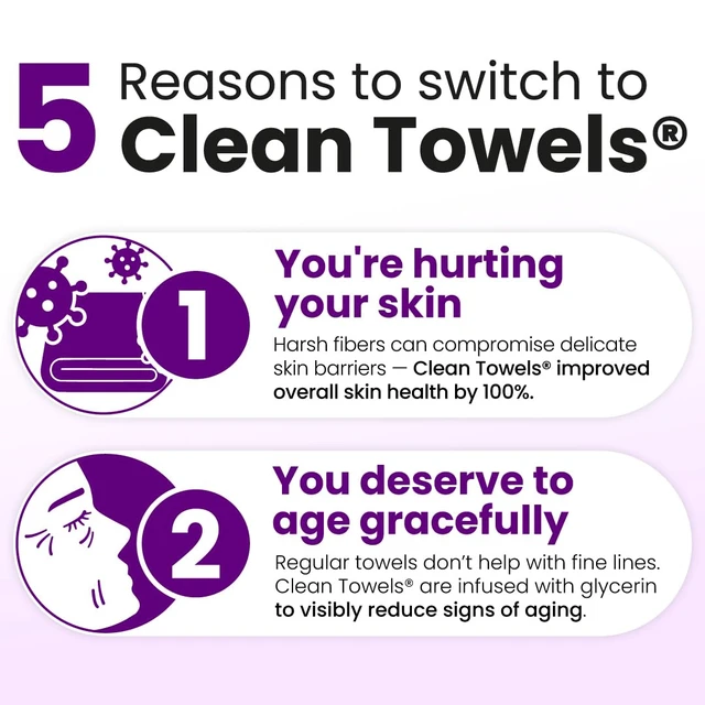 Alt view image 5 of 7 - Clean Skin Club Healthy Aging Clean Towels® XL, Travel Pack, Smooths Fine Lines Wrinkles & Texture, Disposable Face Towels, Anti-Aging Dry Wipes, TSA-Approved Travel Essential (10 Count)