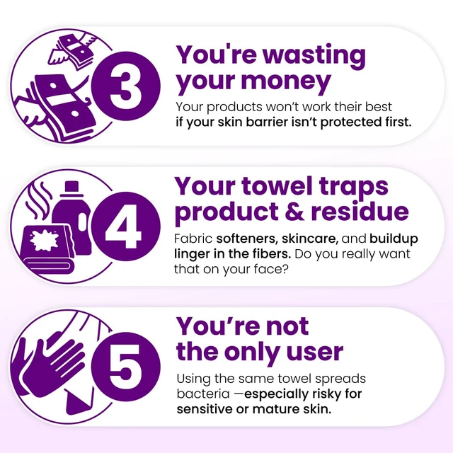 Alt view image 6 of 7 - Clean Skin Club Healthy Aging Clean Towels® XL, Travel Pack, Smooths Fine Lines Wrinkles & Texture, Disposable Face Towels, Anti-Aging Dry Wipes, TSA-Approved Travel Essential (10 Count)