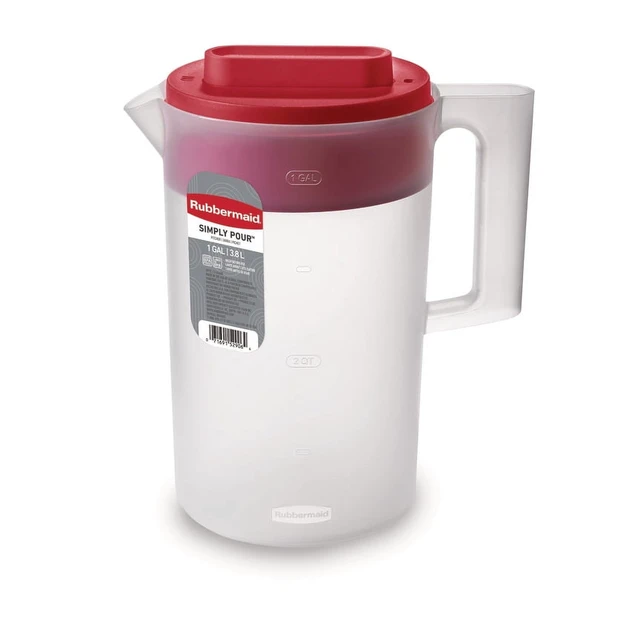Alt view image 4 of 5 - Rubbermaid, Pitcher, Simply Pour Clear/Red Pitcher Plastic 1 gal, plastic, 1 gal, helpful for family beverage service, A Practical Choice for Everyday Beverage Serving