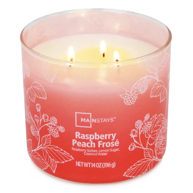 Alt view image 4 of 5 - Mainstays 3-Wick Ombre Wrap Raspberry Peach Scented Candle, 14 oz