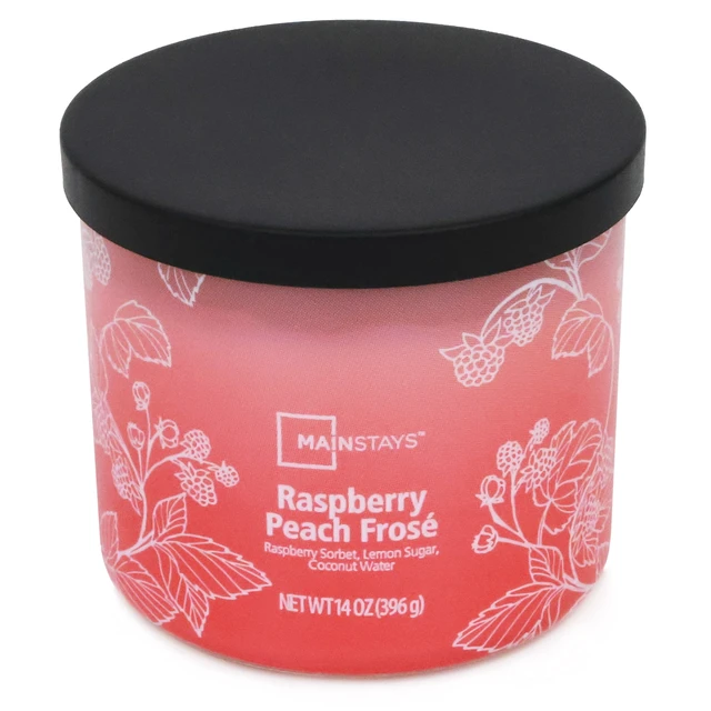 Alt view image 2 of 5 - Mainstays 3-Wick Ombre Wrap Raspberry Peach Scented Candle, 14 oz