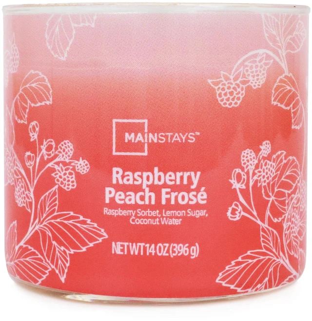 Main image of Mainstays 3-Wick Ombre Wrap Raspberry Peach Scented Candle, 14 oz