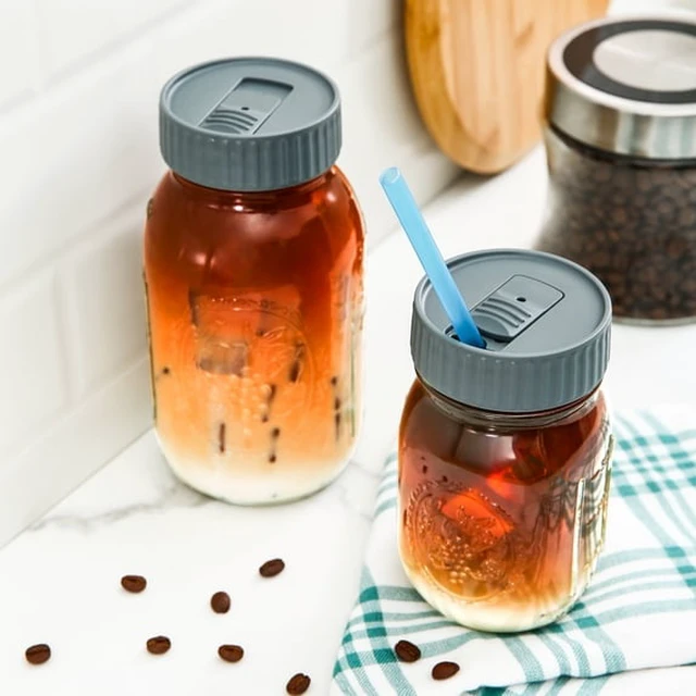Alt view image 3 of 4 - Mainstays BPA-Free Plastic Mason Jar Lids for Drinking Dishwasher Safe Gray Canning Jar Lids