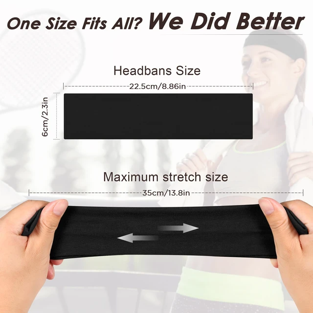 Alt view image 2 of 7 - Ztomine Headbands for Women, 8pcs Stretchy Non Slip Soft Cotton Cloth Hair Bands for Sports, Workout, Yoga and Running