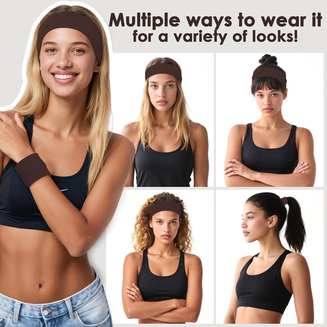 Alt view image 6 of 7 - Ztomine Headbands for Women, 8pcs Stretchy Non Slip Soft Cotton Cloth Hair Bands for Sports, Workout, Yoga and Running
