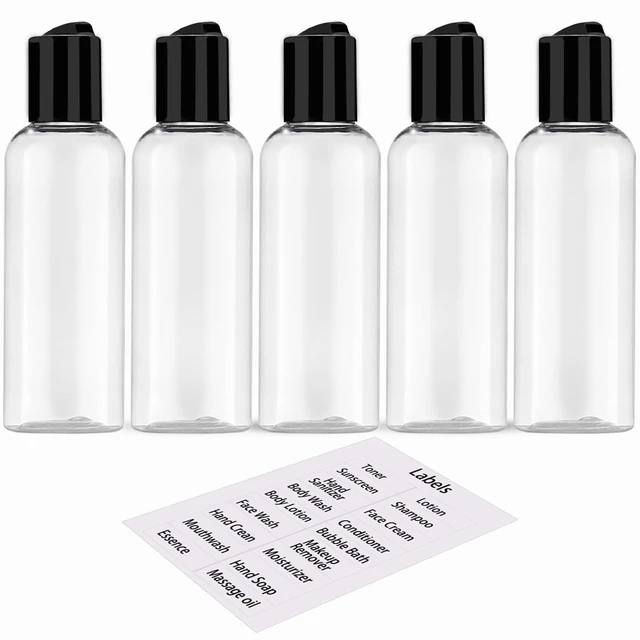 Main image of DNSEN 5 Pack 3.4 oz Travel Bottles for Toiletries TSA Approved Leakproof Plastic Empty Travel Size Bottles Containers with Labels