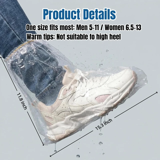 Alt view image 3 of 7 - 16 PCS Waterproof Shoe Covers for Rain With Non-Slip Thickened PE Material, Plastic Rain Boot Covers for Rainy or Snowy Days, Clear Shoe Ponchos for Men and Women