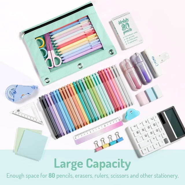 Alt view image 6 of 7 - Forvencer Pencil Pouch for 3 Ring Binder, Pastels Pencil Case,Cute Pen Bag