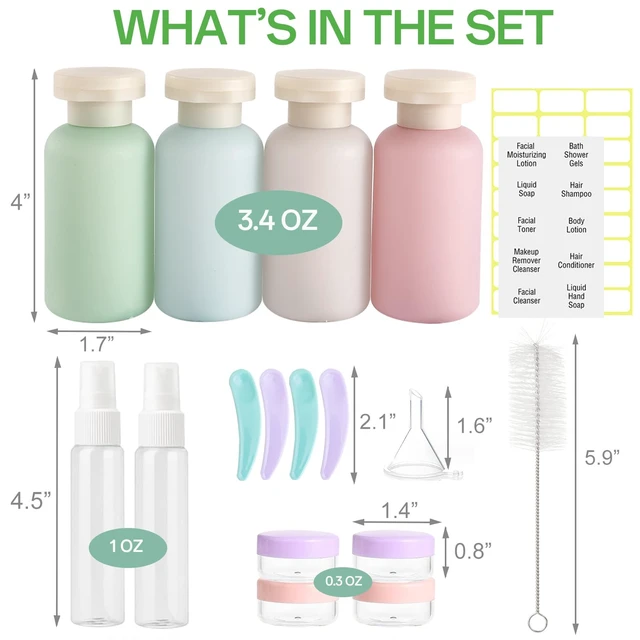 Alt view image 2 of 7 - 18 Pack Travel Bottles for Toiletries Leak Proof
