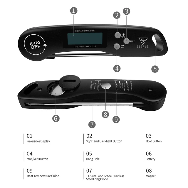Alt view image 7 of 7 - DOQAUS Meat Thermometer Digital Instant Read Food Thermometer for Cooking