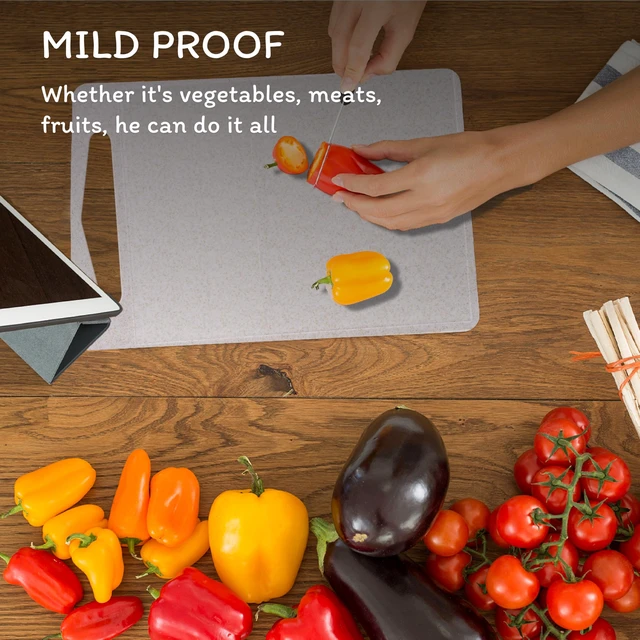 Alt view image 7 of 7 - Cutting Board for Kitchen, Wheat Straw Fiber Cutting Board, Dish Washer Safe, w/Juice Grooves for Meat, Veggies, Easy Grip Handle, Non-slip Surface Eco-friendly Serveware Accessories (10x6.3)