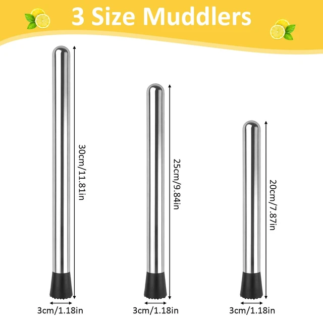 Alt view image 2 of 7 - Muddler for Cocktails, 4 Pack Cocktail Muddler, Stainless Steel Muddler