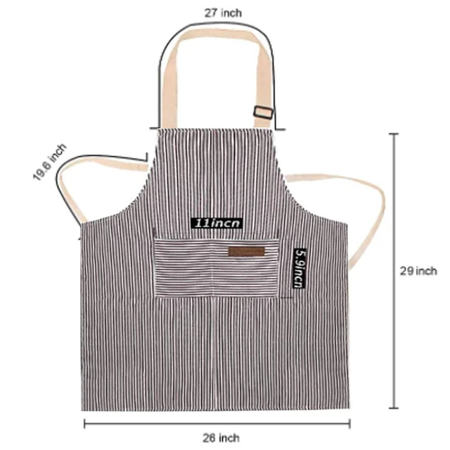 Alt view image 3 of 7 - RUIBOLU Adjustable Bib Apron with 2 Pockets Cooking Kitchen Cotton Aprons for Women Men Chef Restaurant BBQ Painting
