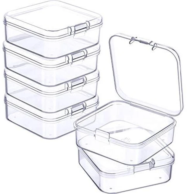 Main image of Jetec 6 Pieces Small Clear Plastic Storage Box, 2.1 x 2.1 x 0.8 Inch
