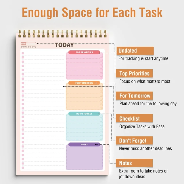 Alt view image 3 of 7 - Forvencer To Do List Notepad (6.5 x9.8), To Do List Notebook for Work