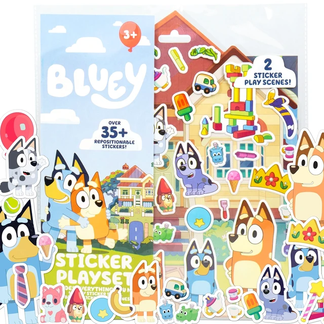 Alt view image 2 of 7 - Horizon Group USA Bluey Sticker Playset, 2 Sticker Play Scenes, 35+ Reusable Puffy Bluey Repositionable Stickers for Kids, Perfect for Travel, Screen-Free Fun