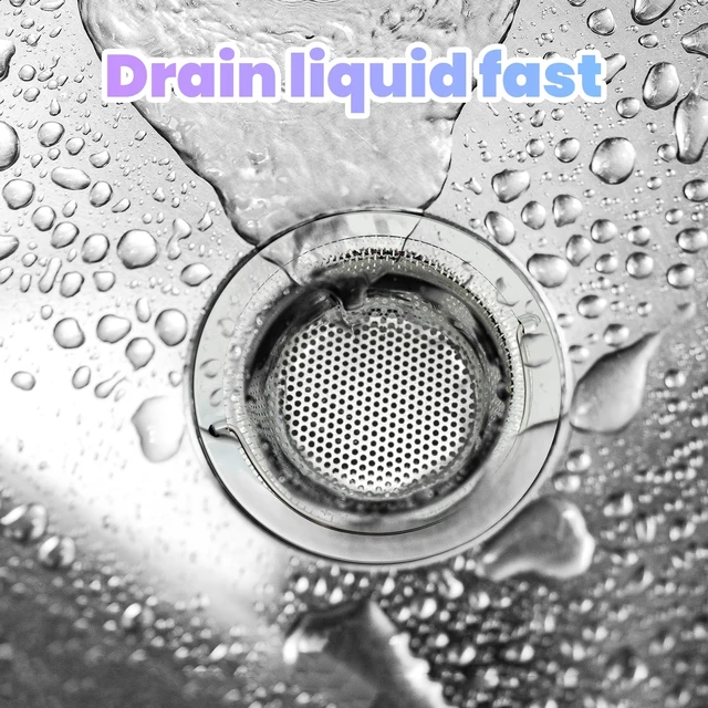 Alt view image 7 of 7 - 2 Pack Kitchen Sink Drain Strainer with Handle, Stainless Steel Large Kitchen Sink Drain Basket Food Catcher, Outer Diameter 4.5 Inch, Rust Free