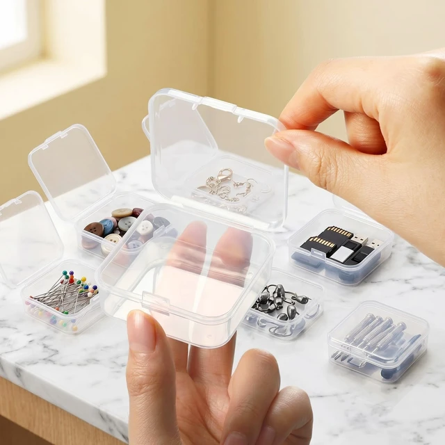 Alt view image 4 of 7 - Jetec 6 Pieces Small Clear Plastic Storage Box, 2.1 x 2.1 x 0.8 Inch