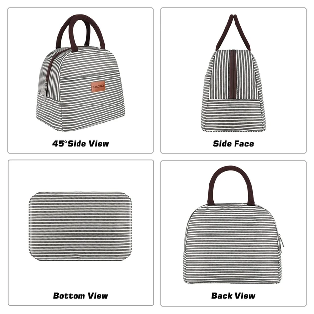 Alt view image 5 of 7 - BALORAY Lunch Bag for Women Men Adult Lunch Box (Black White Stripes), M