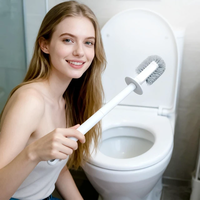 Alt view image 7 of 7 - FORASTO Toilet Bowl Brush and Holder Set - Toilet Scrubber Brush,Cleaning Brush,Bathroom Decor,Household Essentials,Cleaning Supplies,White